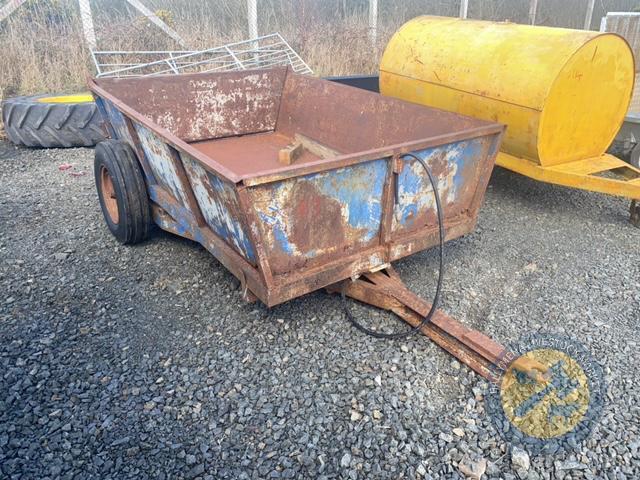 Blue single axle tipping trailer