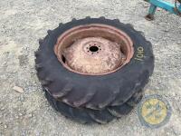 2 x Massey 12.4 R32 Wheels & Complete - 2