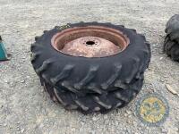 2 x Massey 12.4 R32 Wheels & Complete - 3