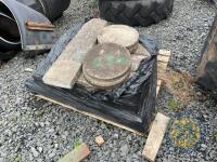 Pallet of concrete accessories for pillars and walls