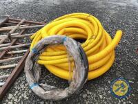 2 & 4 inch yellow plastic drainge piping and a roll of three quarter black polythene water piping