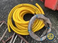 2 & 4 inch yellow plastic drainge piping and a roll of three quarter black polythene water piping - 2