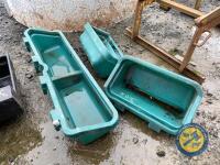 3x green plastic troughs - 2