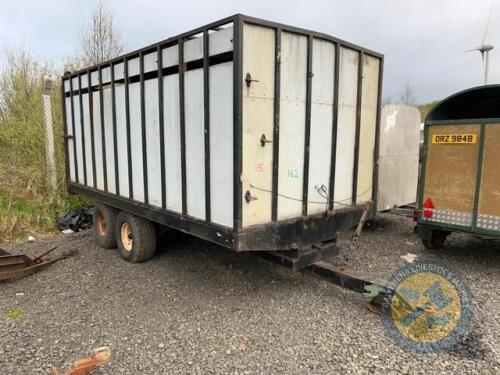 17ft cattle container on flat bed trailer