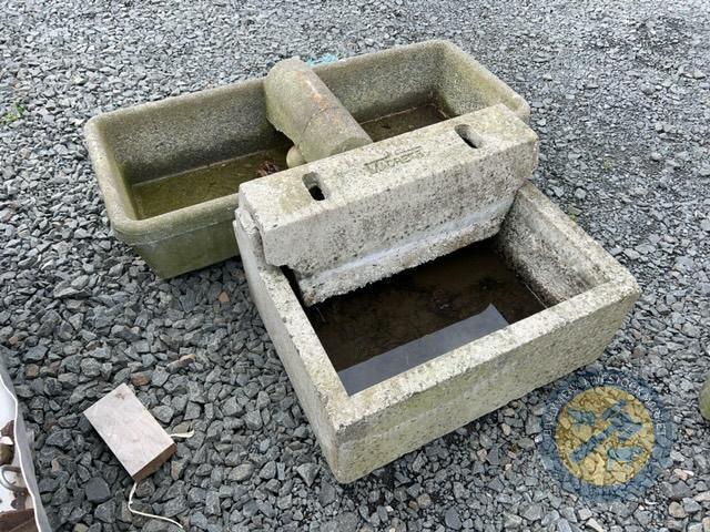 2 Second hand concrete water troughs