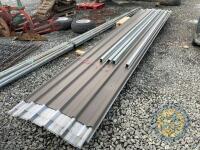 New shed kit - 11 sheets powder coated tin 17ft long, 4 sky lights 18ft long & 12 galvanised steel beams - 3