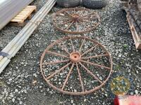2 steel cart wheels