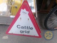 2x cattle grid sign