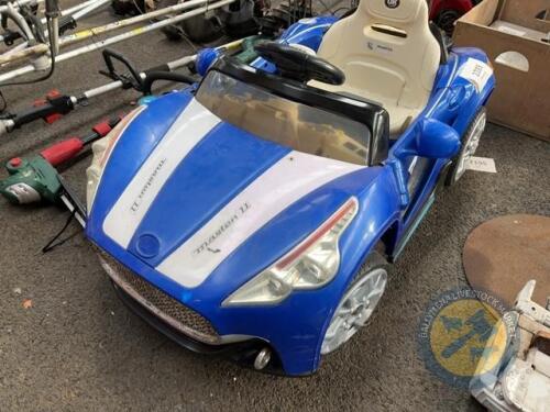 Electric car with charger working and football boots