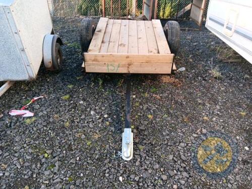 Wooden single axel car trailer spare wheel