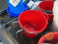 Red round hand on buckets