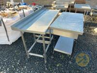 2x stainless steel tables - 2