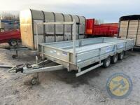 Dale 16x6'6 triaxle trailer with sides, ladder rack and ramps, brakes, lights & key - 3