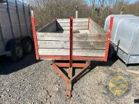 Approx 12ft x 7ft Moss trailer - single axle, twin wheels, chequer plate floor - same owner for years - 2