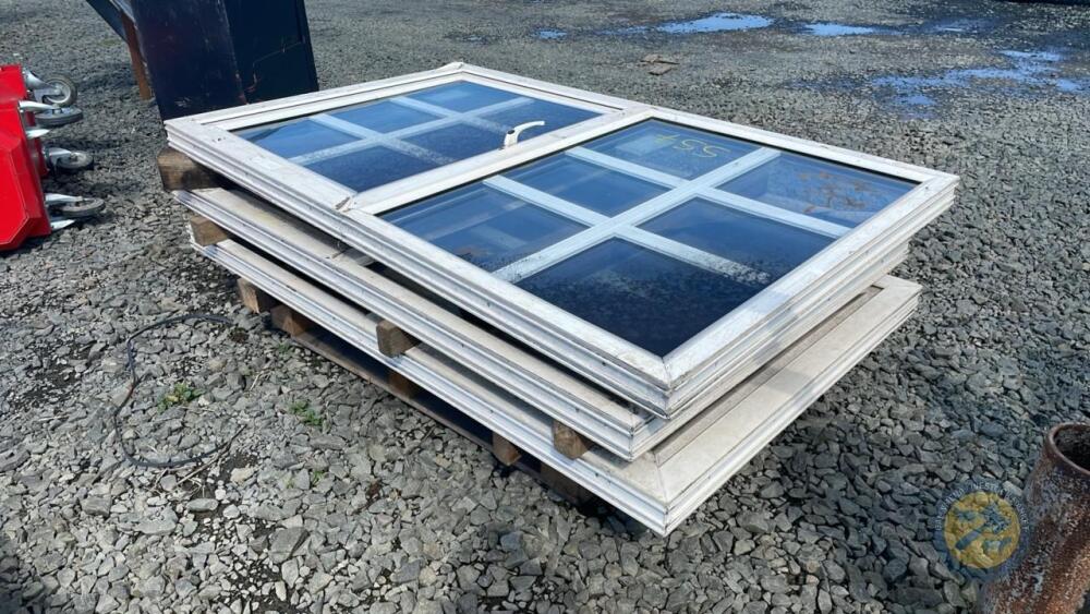 3x 1500 x 1m half opening PVC windows
