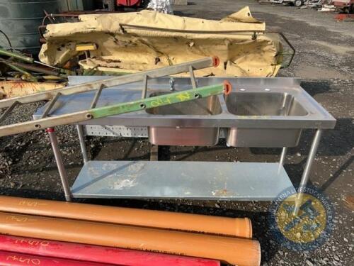 2 basin free standing stainless steel sink