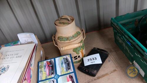 Painted mini creamery can & hip flask