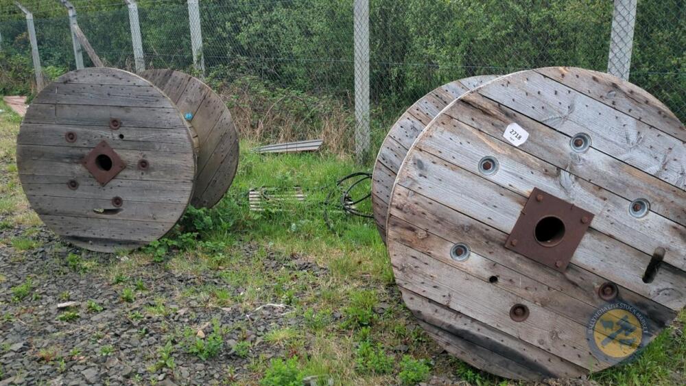 2 wooden cable reels
