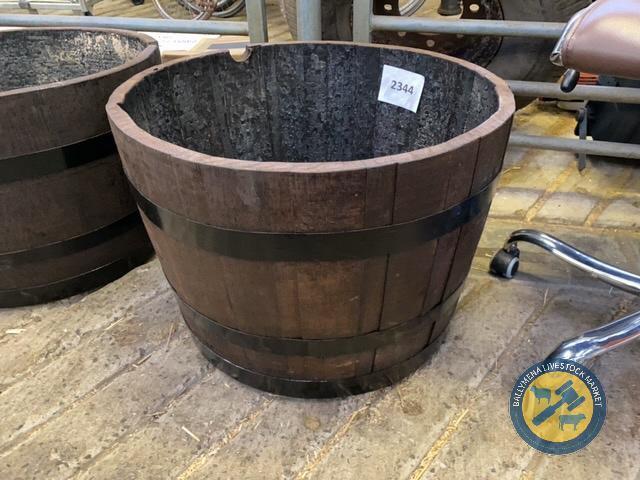 Wooden half barrel planter