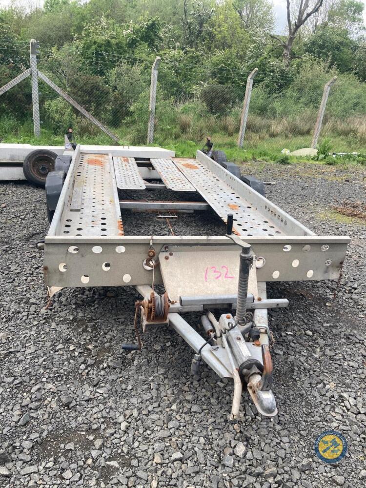 Tandem axle car transporter with spare wheel for Ifor Williams