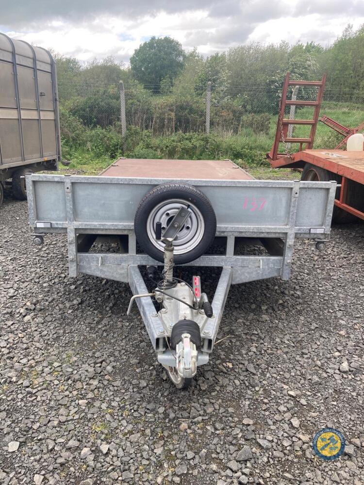 Indespension 16ft flat bed trailer 2018/19 Tandem axle Chassis No 132189, Lights, spare wheel, brakes working