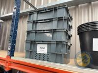 4 grey storage boxes