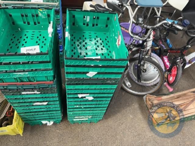 large lot of small stackable crates