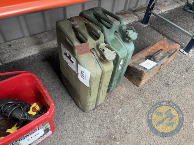 2x green jerry cans