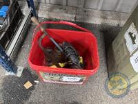 Red bucket of miscellaneous