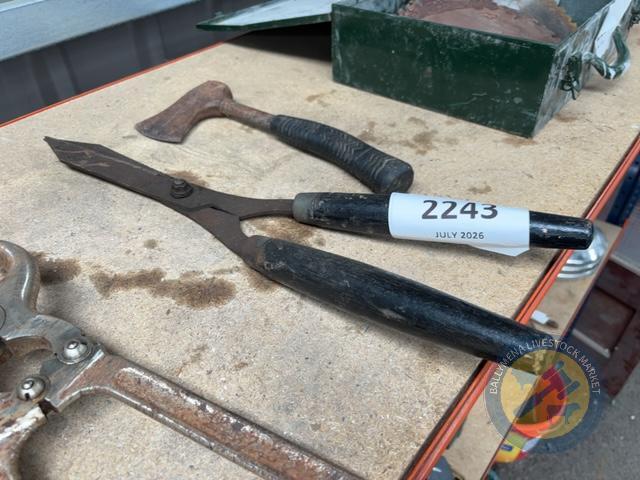 Hedge trimmers & hatchet