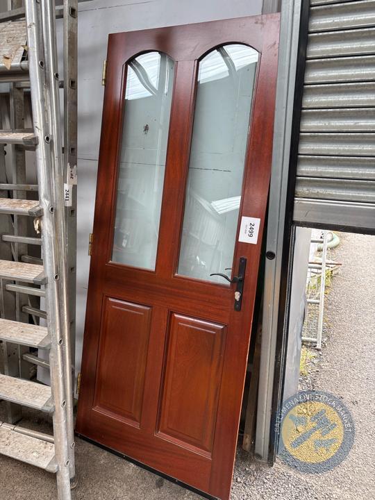 Wooden door with 3x glass panels
