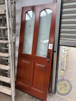 Wooden door with 3x glass panels