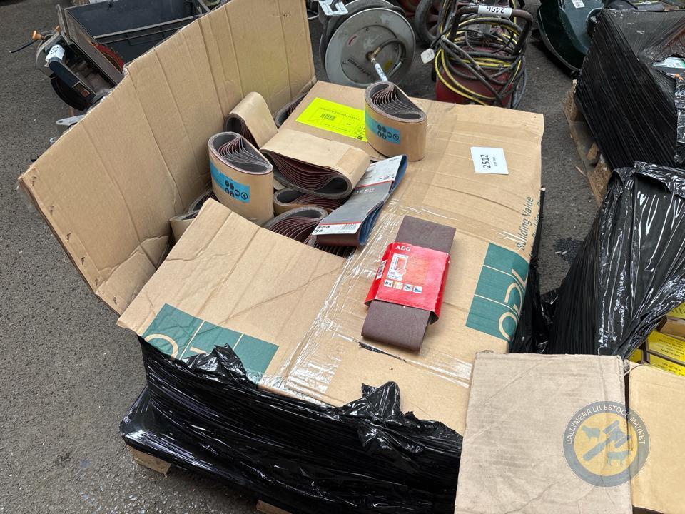 Pallet of boxes of sand paperSand belts 100x610m grip 40 & grip 80