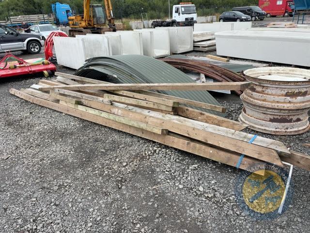 Nissan hut green tin sheets , timbers, hoops and gable with bolts & brackets