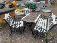 Garden table, bench & 2x seats - 3