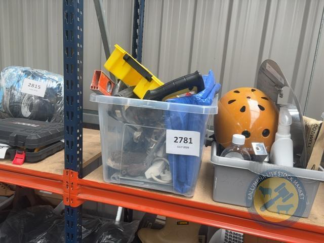 2x box lot of tool trays tarpaulin