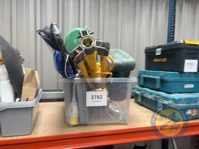 2x box lot of 110 work lights & saw