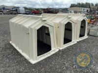 3 calf tel hutches & ring feeders