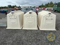 3 calf tel hutches & ring feeders - 3