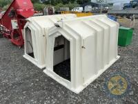 2 calf tel hutches & bucket ring feeders - 2