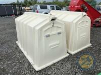 2 calf tel hutches & bucket ring feeders - 3