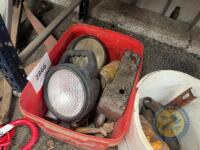 Box of lights & tractor parts - 2