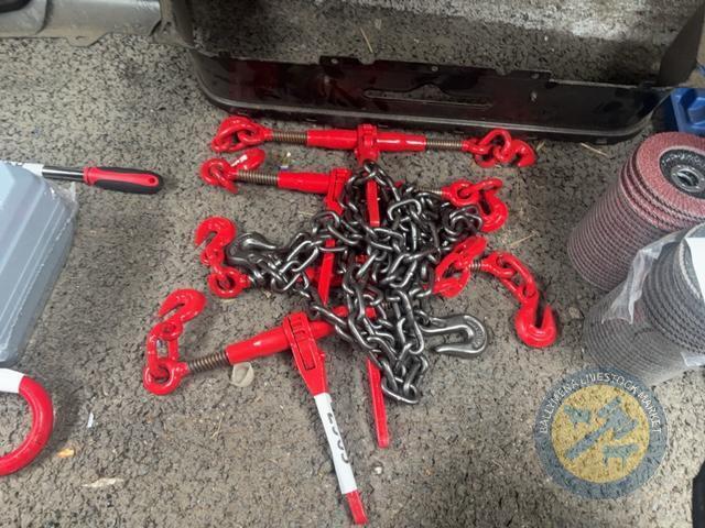 4x ratchet binders & 14ft chain binder