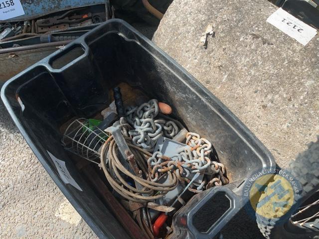 tub of chains & tools etc