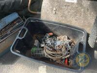 tub of chains & tools etc - 2