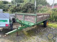 Tractor trailer wooden sides green frame single axle