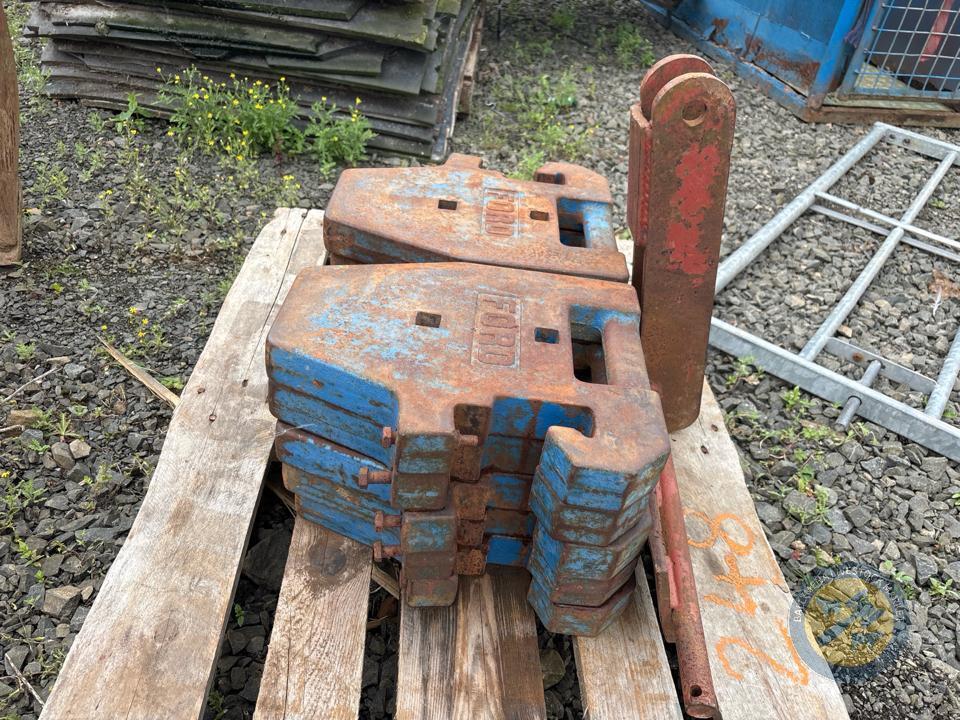 10 Original Ford stamped tractor weights & carrier