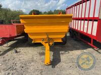 Yellow dump trailer with red door repsprayed - 2