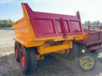 Yellow dump trailer with red door repsprayed - 8