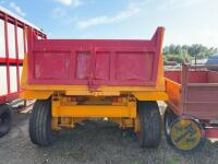 Yellow dump trailer with red door repsprayed - 9